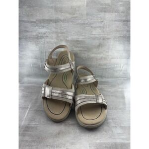 OrthoFeet 69061 Women Metallic Taupe Leather Orthopedic Slingback Sandals 9.5B